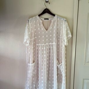 White Polka Dot Dress with Pockets